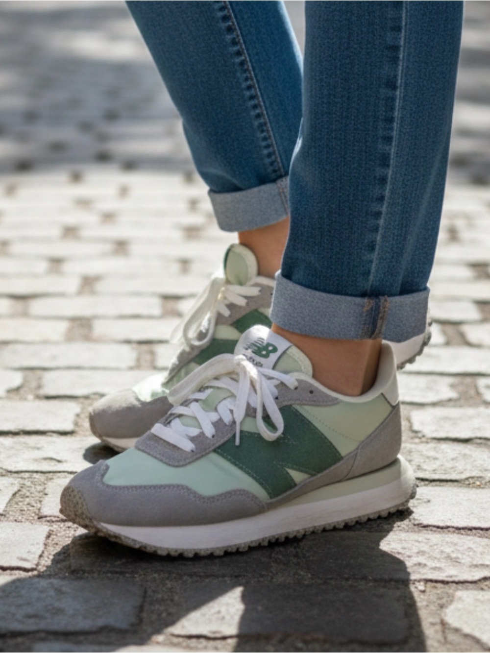 New Balance 237 Light Green/Gray Retro Runner
